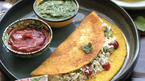 Stuffed Moong Dal Chilla with High-Protein Stuffing